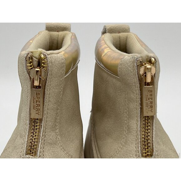 Sperry Kids Size 13 Duck Boots Beige Tan Rubber Sole Zip Closure - Picture 8 of 9